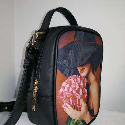 Пошитый рюкзак для вышивки бисером М1 С1 черный кожзам