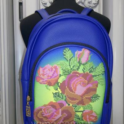 Пошитый рюкзак для вышивки бисером Модель 2 С12 синий кожзам