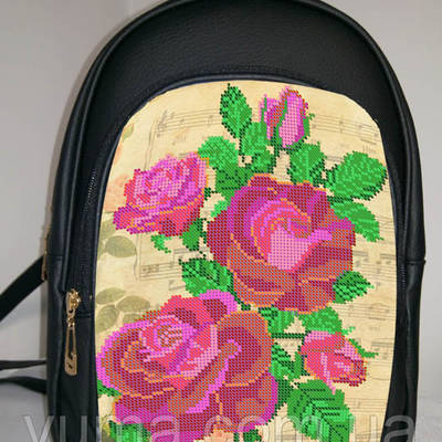 Пошитый рюкзак для вышивки бисером Модель 2 С6 черный кожзам