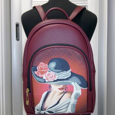 Пошитый рюкзак для вышивки бисером Модель 2 С7 бордо кожзам