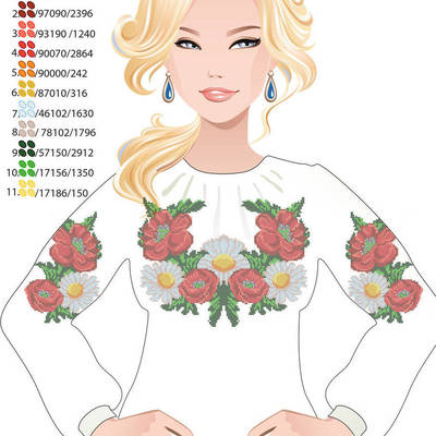Заготовка для вышивки (крестиком или бисером) женской рубашки