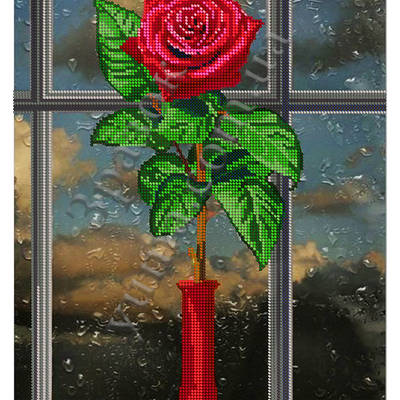 Схема для вышивки бисером Роза на окне