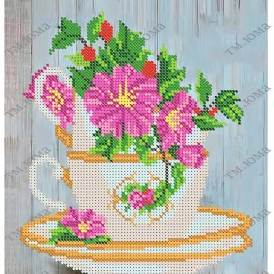 фото: картина для вышивки бисером Чашечки с цветами