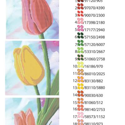 фото: модульная картина для вышивки бисером, тюльпаны