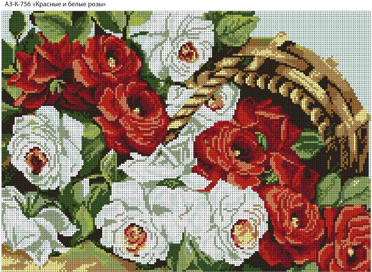 Схема для полной вышивки бисером ''Белые розы''