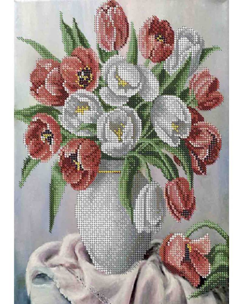 Схема на холсте АБРИС АРТ арт. AC-149 Китайские тюльпаны 30х30 см