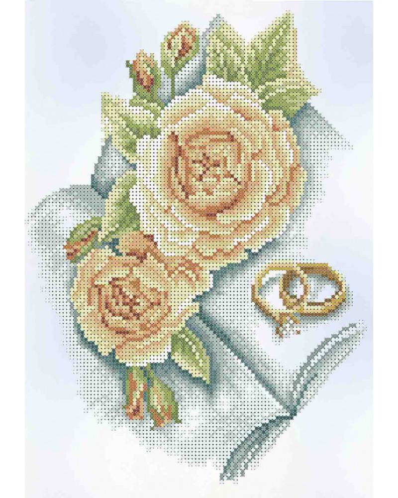 Подушечка для свадебных колец арт. 3735 белая с розовым (уп. 1 шт.) - РАСПРОДАЖА