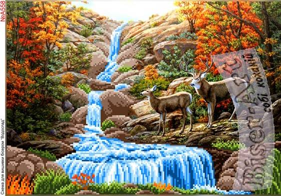 НИК-1352 Горный водопад, набор для вышивки бисером картины