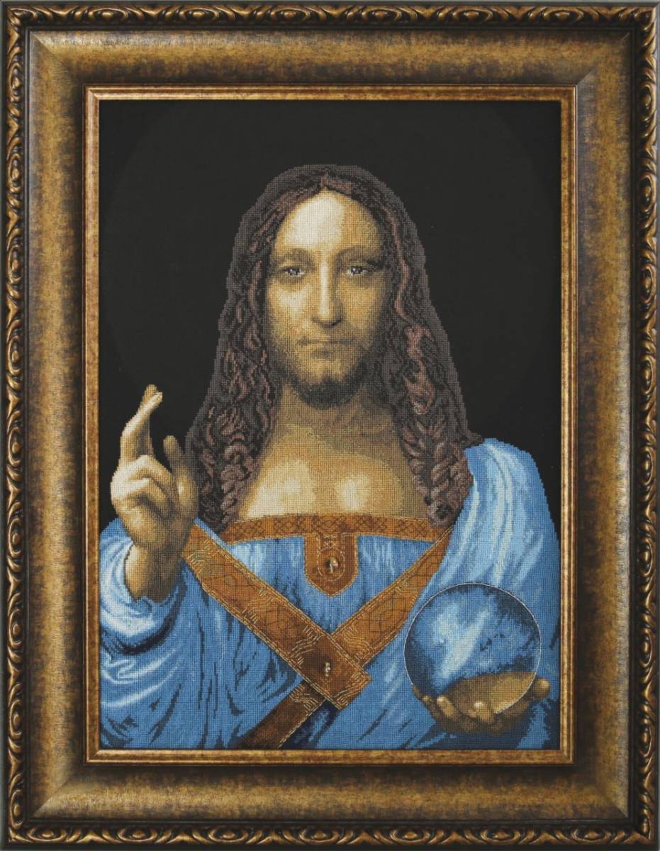 Купить М-327 - Набор для вышивки крестом По мотивам Леонардо да Винчи  Спаситель мира | Мамино лукошко