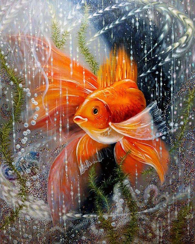 Алмазная мозаика «Золотая рыбка» 30 × 40 см, 35 цветов