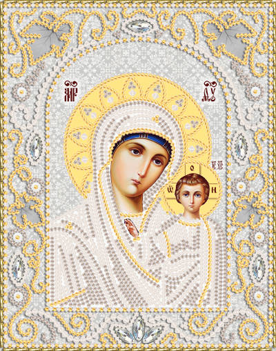 Икона для вышивки бисером и декоративными элементами Богородица Казанстка