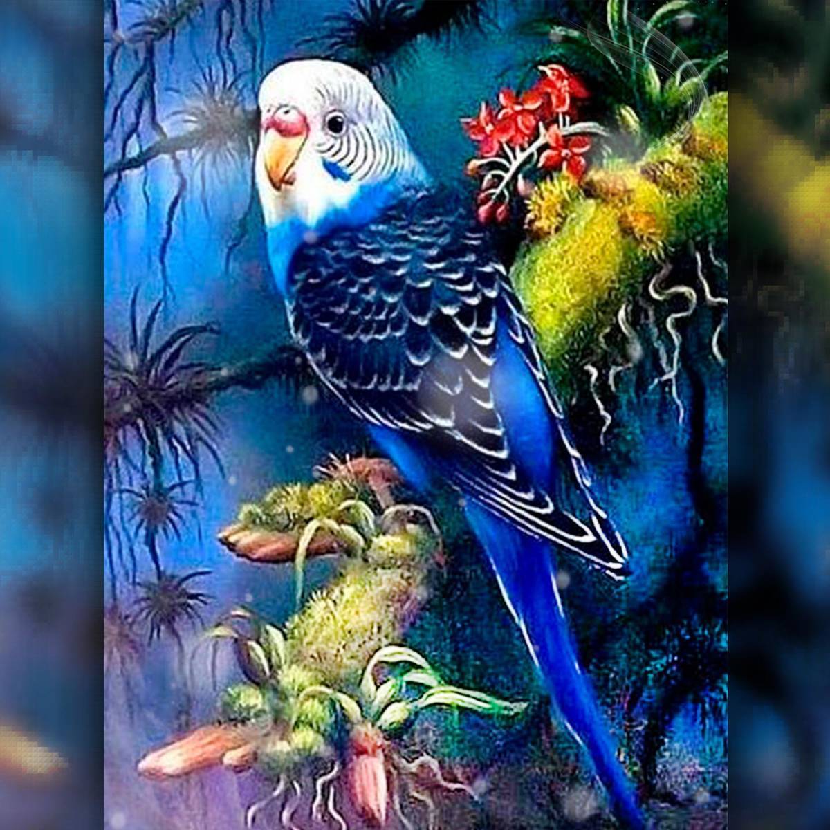 Алмазная мозаика попугайчики волнистые