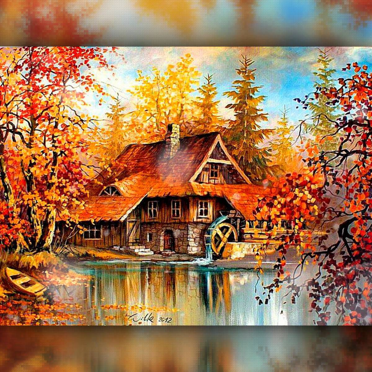 Осенний пейзаж с домиком