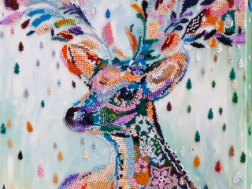 фото: картина для вышивки бисером, радужный олень