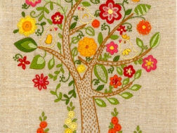 Дерево — вышивка нитками, декоративные швы, мастер-класс