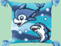 фото: набор для вышивки крестом подушки Дельфины