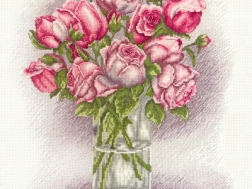 фото: картина для вышивки крестиком, букет розовых роз