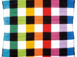 фото: подушка, вышитая гладью, Цветные квадраты