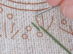 Фото процесса вышивки нитками прямого шва
