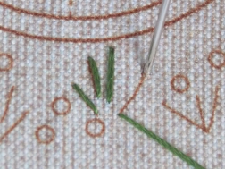 Фото процесса вышивки нитками нескольких прямых швов