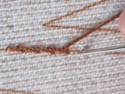 Фото процесса вышивки нитками стебельчатого шва 