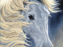 фото: картина для вышивки бисером белая лошадь
