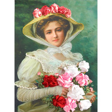 Дама в шляпе с розами — вышивка лентами, материалы, мастер-класс