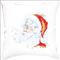 фото: подушка, вышитая крестиком, Санта Клаус