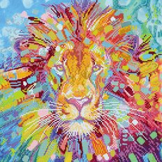 Схема для вышивки бисером Разноцветный лев