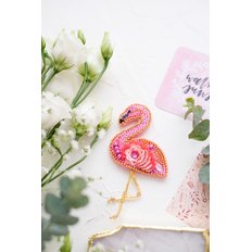 фото: украшение, вышитое бисером, Фламинго
