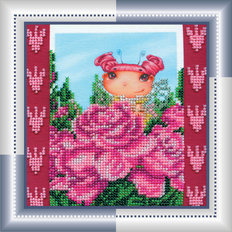 Набор для вышивания бисером на натуральном художественном холсте "Розовая фея"