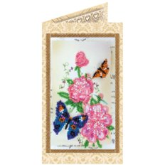 Набор для вышивки бисером открытка Цветы и бабочки