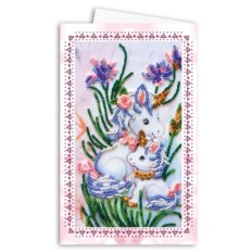 Набор для вышивки бисером открытка-конверт Единорожки