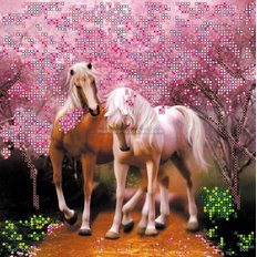 Схема для вышивки бисером Влюбленные лошадки