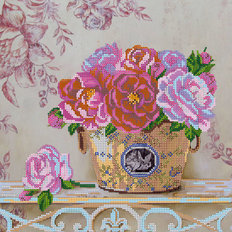 Схема для вышивки бисером на натуральном художественном холсте Парижские цветы