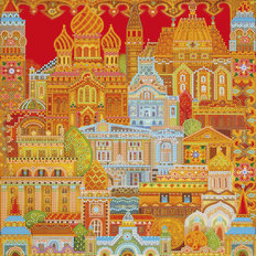 Схема для вышивки бисером на натуральном художественном холсте Разукрашенный город