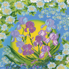 Схема для вышивки бисером на натуральном художественном холсте Нежные ирисы