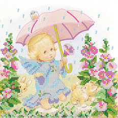 Схема для вышивки бисером на натуральном художественном холсте Озорной дождик