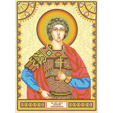 Схема для вышивки иконы бисером на натуральном художественном холсте Святой Георгий