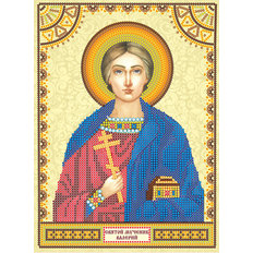 Схема для вышивки иконы бисером на натуральном художественном холсте Святой Валерий