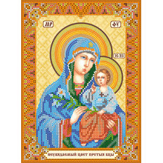 Схема для вышивки иконы бисером на натуральном художественном холсте Икона Богородицы «Неувядаемый цвет»