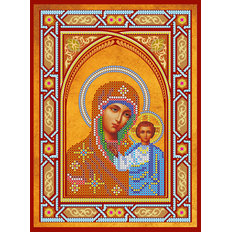 Схема для вышивки иконы бисером на натуральном художественном холсте Икона Богородицы «Казанская»