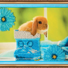 Набор для вышивания бисером на натуральном художественном холсте "Кролики-3"