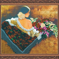 Набор для вышивания бисером на натуральном художественном холсте "Cеньорита