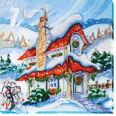 Набор для вышивания бисером на натуральном художественном холсте "Сказочная зима-2"