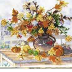 Набор для вышивания бисером на натуральном художественном холсте "Осенний букет