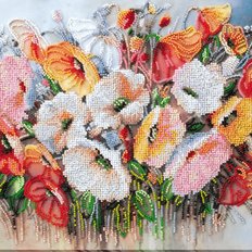 фото: картина вышитая бисером Нежные цветы