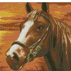 фото: картина, вышитая бисером, Лошадь