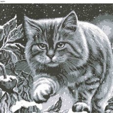 фото: картина, вышитая бисером, Снежный кот