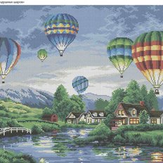 фото: картина, вышитая бисером, Парад воздушных шаров